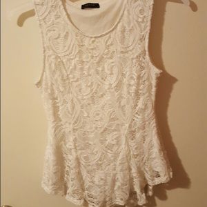 White lace tank with stretchy undershirt